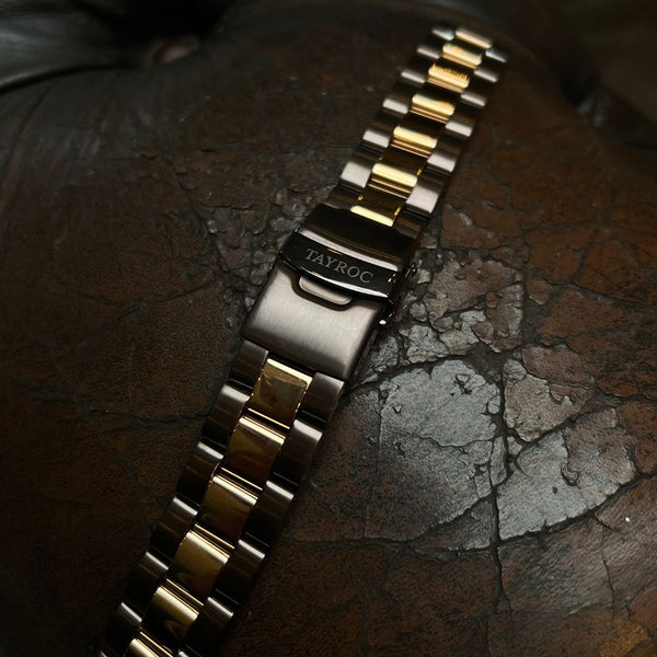 Two-Tone Gun Metal and Rose Gold Link Strap 18mm