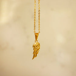 Gold Wing Pendant with Gold Chain Necklace