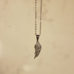 Silver Wing Pendant With Silver Chain Necklace