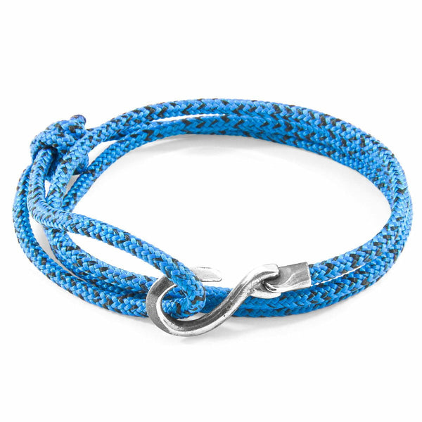 Blue Noir Heysham Silver and Rope Bracelet - Tayroc