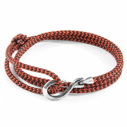 Red Noir Heysham Silver and Rope Bracelet - Tayroc