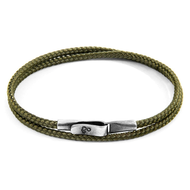 Khaki Green Liverpool Silver and Rope Bracelet - Tayroc