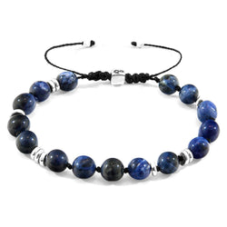 Blue Sodalite Agaya Silver and Stone Beaded Macrame Bracelet - Tayroc