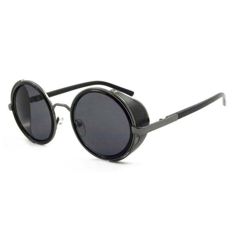 'Freeman' Round Sunglasses With Side Shield In Black - Tayroc