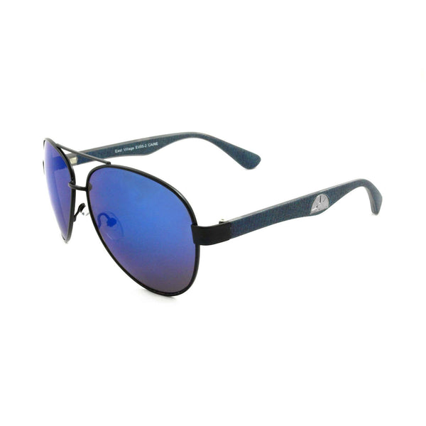 'Caine' Metal Frame Aviator Sunglasses With Blue Temples - Tayroc