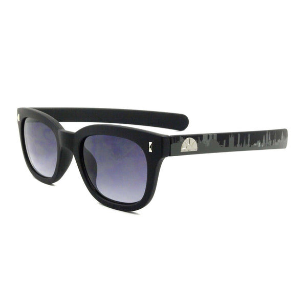Plastic 'Pacino' Sunglasses In Black With London Skyline Printed On Temples - Tayroc