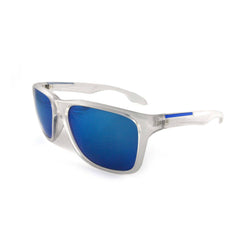 Sporty 'Putney' Square Clear Sunglasses with Blue Mirror Lens - Tayroc