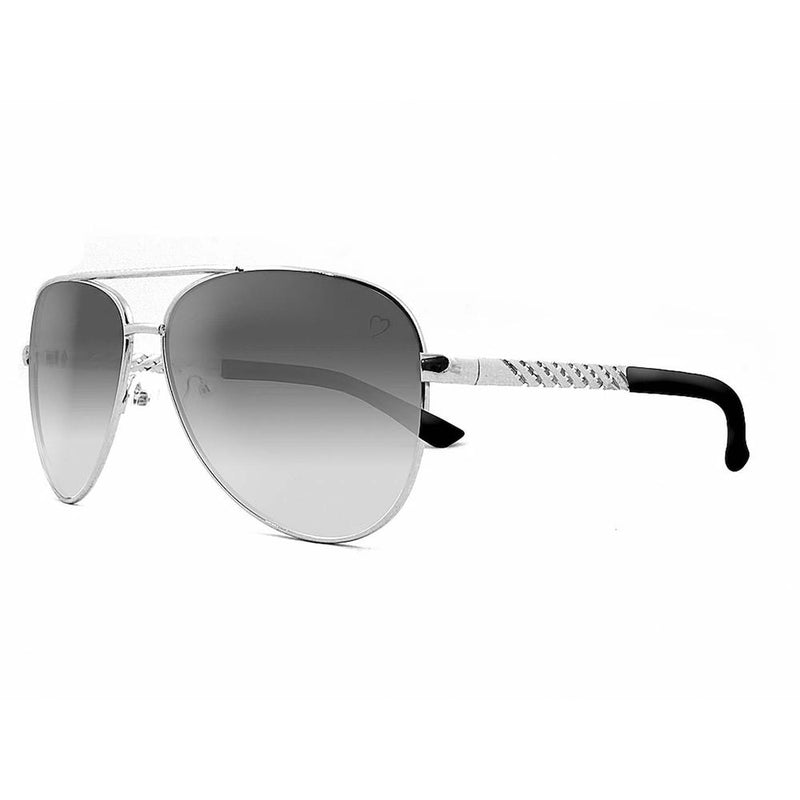Ruby Rocks Metal 'Dominica' Aviator With Embossed Temple in Silver