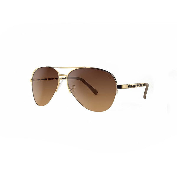 Ruby Rocks Metal 'New York' Aviator With Fabric Braid Detail Temple in Gold