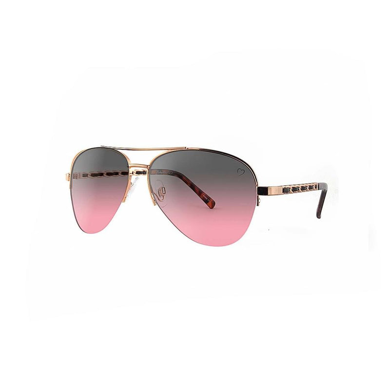 Ruby Rocks Metal 'New York' Aviator With Fabric Braid Detail Temple in Rose Gold